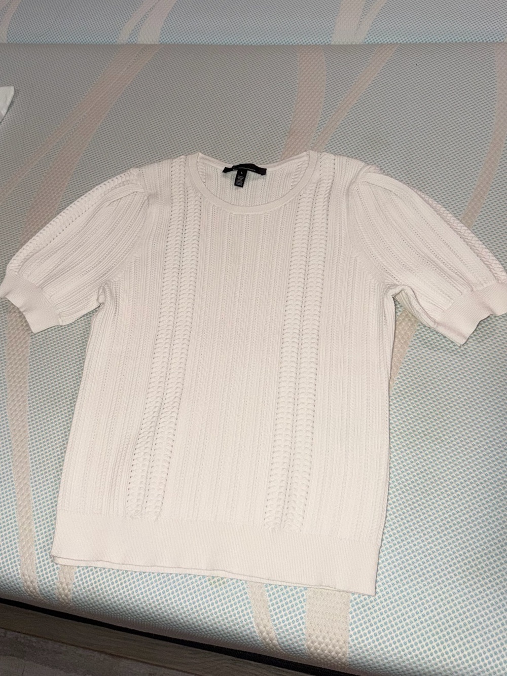 White House Black Market White Cable Knit Top